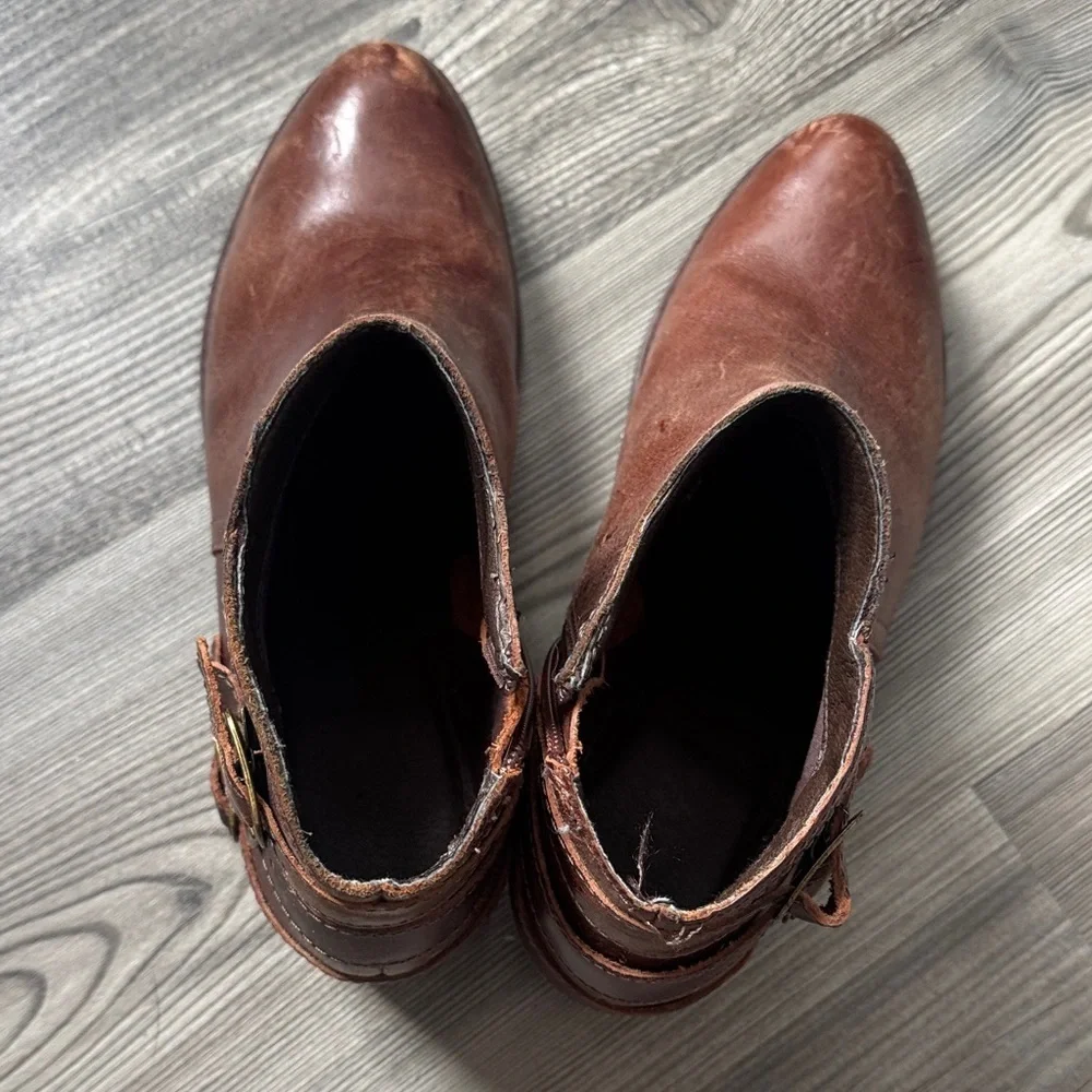 Matisse Brown Leather Ankle Heeled Boots Size 6.5